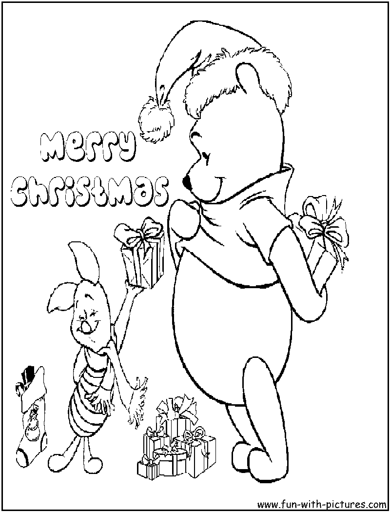 Winnie Piglet Xmas Coloring Page 