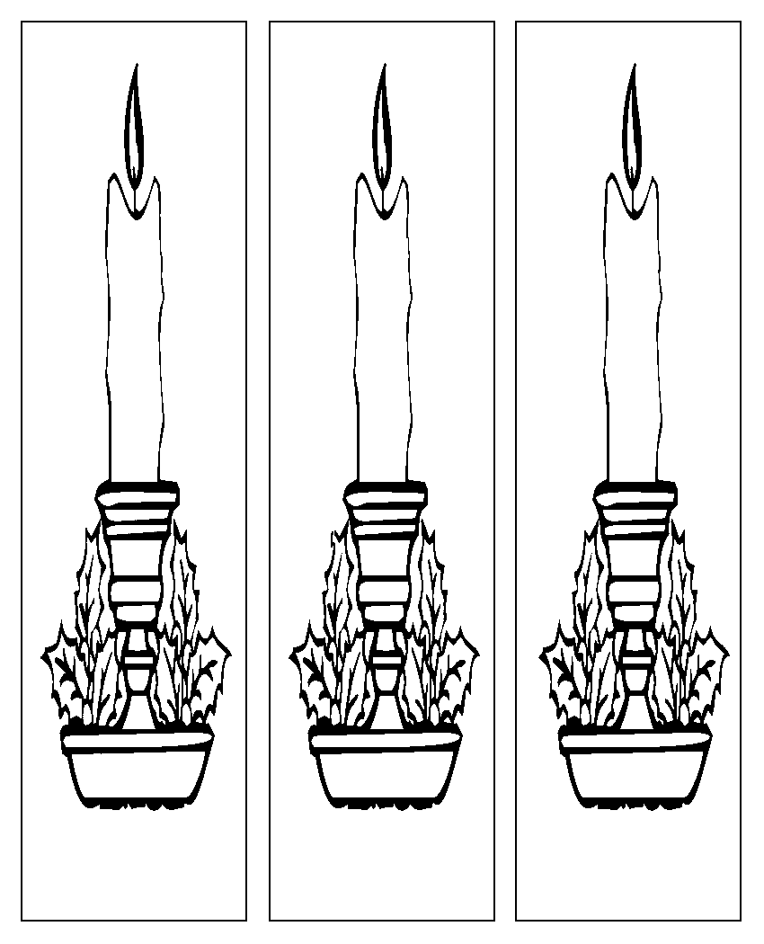 Christmas Candles Bookmarks Coloring Page 