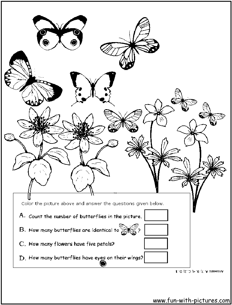 Count Butterflies Coloring Page 