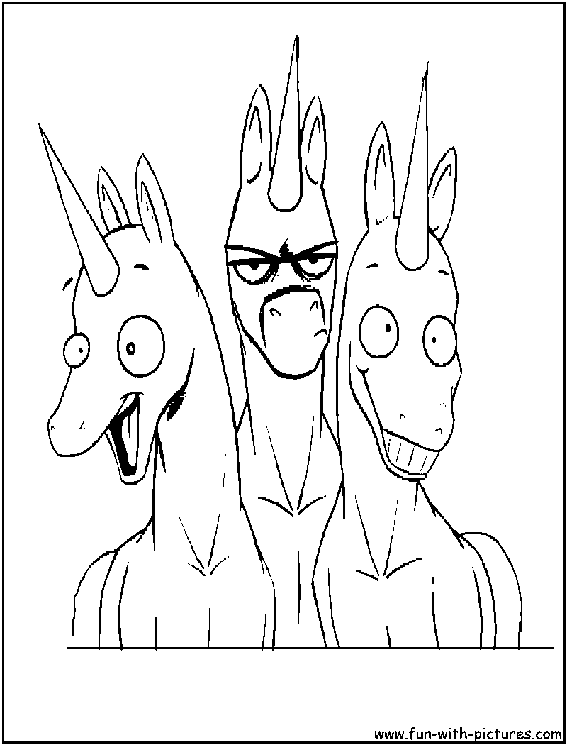 Funny Unicorns Coloring Page 