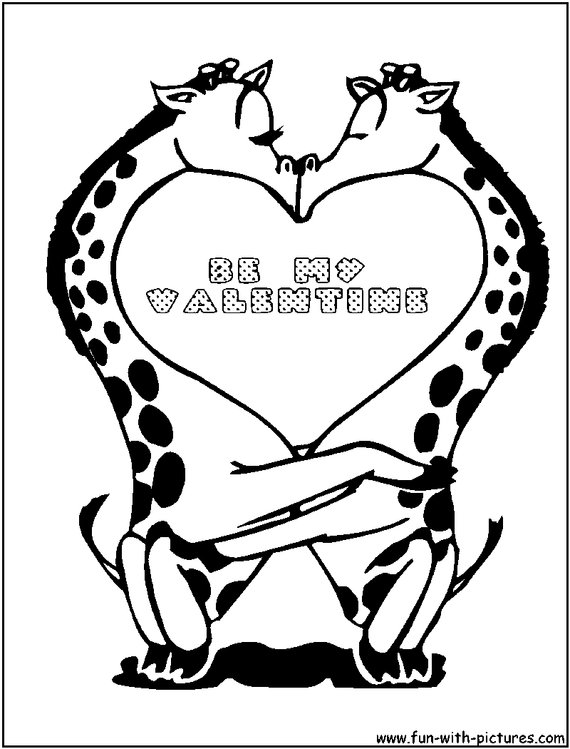 Giraffe Valentine Coloring Page 
